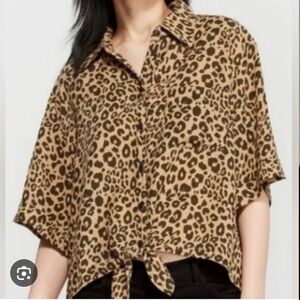 Sanctuary Women's M Drop Shoulder Animal Print top boho Western cowboy rodeo